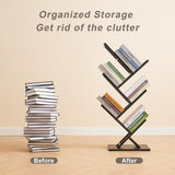 Ymesiyou 5 Tier Tree Bookshelf, Wisdom Tree Bookshelf, Modern Corner Book Shelfe, Small Bookshelf for Small Spaces, Utility Organizer for CDs/Books/Home Office/Living/Bedroom Room-Black Ymesiyou
