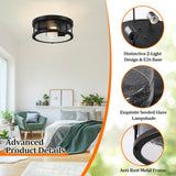 Black Flush Mount Ceiling Light Fixture, Farmhouse Light Fixture with Seeded Glass Lampshade, 2-Light Industrial Close to Ceiling Light Fixture for Hallway, Kitchen, Entryway, Foyer(Bulb Not Included) Brightever