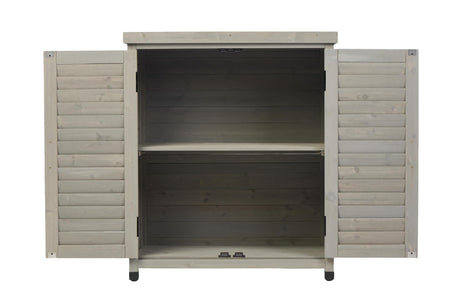 KEIKI Outdoor Potting Bench with Storage Cabinet & Metal Table Top, Weatherproof Garden Workstation, Hemlock Wood KEIKI