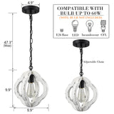 SAMTEEN Farmhouse Wooden Pendant Light Distressed White Wood Chandelier 1-Light Modern Wooden Pendant Light Fixtures for Kitchen Island Dining Room Bedroom SAMTEEN