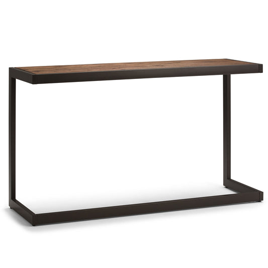 SIMPLIHOME Erina SOLID WOOD and Metal 52 inch Wide Modern Industrial Console Sofa Entryway Table in Rustic Natural Aged Brown, for the Living Room, Entryway and Bedroom - WoodArtSupply