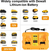 TeenPower 12/20V Max Battery Charger Replacement for Dewalt DCB102 Compatible with 12V 20V Max Lithium Battery DCB124 DCB203 DCB204 DCB606, 2-Port Simultaneous Charging TeenPower