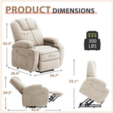 Flamaker Power Lift Recliner Chair with Massage Ergonomic Recliner Chair for Elderly People, Single Sofa with Cup Holders, Side Pockets (Beige) Flamaker