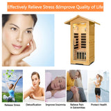 Outdoor Far Infrared Home Sauna, 1 Person Hemlock Wood sauna Box, 1400W 5 Carbon Crystal Heating Panels Indoor Sauna Room, Personal Sauna Hot Yoga Essentials Gym Accessories Workout Equipment Gift DWKWE