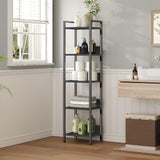 MAHANCRIS 5-Tier Bookshelf, Bookcase, Shelves Organizer for Small Spaces, Storage Shelf Organizer, for Living Room, Bedroom, Study, Balcony, Black BKHB5501 MAHANCRIS