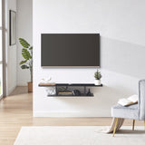 GHC Floating TV Stand, Wall Mounted Entertainment Center and Cabinet Shelf, TV Console with Storage, Media Console for DVD Player, Space-Saving Under TV Shelf for Bedroom, Living Room (Black) GHC