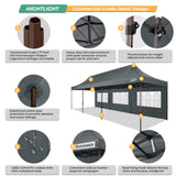 COBIZI Heavy Duty 10x30 Party Tent, Commercial 10x30 pop up Canopy for Parties Waterproof Gazebos with 8 Sidewalls, All Season Wind & Waterproof UPF50+,Stable Thickened Frame COBIZI