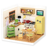 Rolife DIY Miniature Plastic House Building Set Toys Playset with LED Suitable for Mini Figures Construction Toys Diorama Kit Gifts for Teens Adults (Happy Meals Kitchen) Rolife