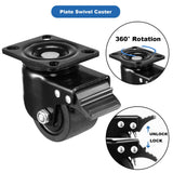 W B D WEIBIDA Plate Swivel Caster Wheels 3-inch Heavy Duty of 4400lbs, Low Gravity Center Design Black Caster Wheels with Brake, Durable & Quiet & Sturdy Nylon Wheels for Industrial, Set of 4 W B D WEIBIDA