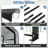 HEYTOWN Metal Carport 10 * 15 FT Heavy Duty Carport Canopy with Galvanized Steel Roof Multi-Use Shelter Outdoor Portable Garage for Car, Boat, Pickup and Tractor HEYTOWN