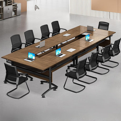 5.3FT Folding Conference Table with Lockable Wheels-Mobile Foldable Meeting Table Conference Room Table for Office Home Classroom Seminar Rooms-Durable,Space-Saving Design,Seats 2-10 People (6PACK) rzoizwko