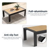 Aeeiua Outdoor Rectangle Patio Aluminum Coffee Tables for Outside, All Weather Patio Slatted Tabletop for Indoor or Outdoor Use Aeeiua