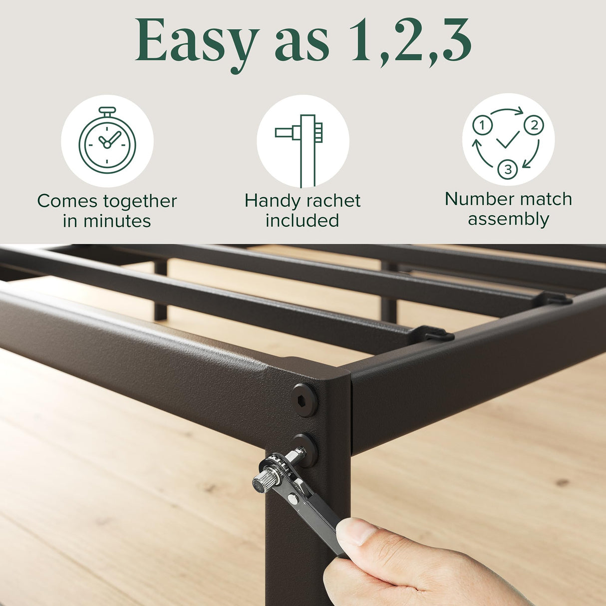 Zinus ABEL 14 Inch Platform Bed Frame, Steel Slat Support, Easy Assembly, No Box Spring Needed, Eco Friendly WonderBox(TM) Packaging, Black, King Zinus