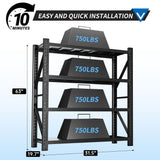 CXUZCZ 3000LBS Garage Shelving 32" W Garage Shelving Heavy Duty 4-Tier Metal Storage Shelves Adjustable Shelf Unit Storage Rack for Basement Supermarket Warehouse 32" W x 20" D x 63" H Black CXUZCZ