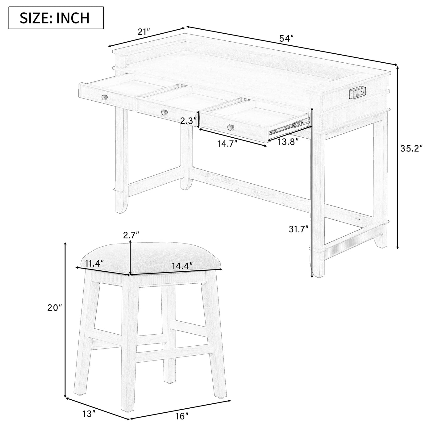 VilroCaz Natural 4-Piece Counter Height Dining Set with USB Port and Upholstered Stools - WoodArtSupply