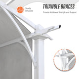 EAGLE PEAK 11.4x11.4 Outdoor Pergola with Retractable Textilene Sun Shade Top, Wood Looking Steel Frame Arch Patio Pergola, Gry EAGLE PEAK