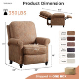 ANJ Push Back Recliner Chair, Textured Fabric Overstuffed Wingback Recliner, Adjustable Pushback Chair with Padded Seat and Back, Single Reclining Sofa for Living Room, Bedroom(Retro Brown) ANJ