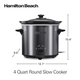 Hamilton Beach 4-Quart Slow Cooker with 3 Cooking Settings, Dishwasher-Safe Stoneware Crock & Glass Lid, Brushed Gray(33240) Hamilton Beach