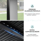 LVUYOYO Outdoor Louvered Pergola 10' x 20', Aluminum Patio Pergola with Adjustable Roof, Sun Shade Shelter Metal Gazebo for Backyard, Garden, Deck(Black) LVUYOYO