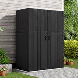 KINYING Outdoor Vertical Storage Shed,57 Cu.ft Outdoor Storage Cabinet Waterproof,Resin Sheds & Outdoor Storage Clearance for Garden,Patio,Backyard,Lockable (Black) KINYING
