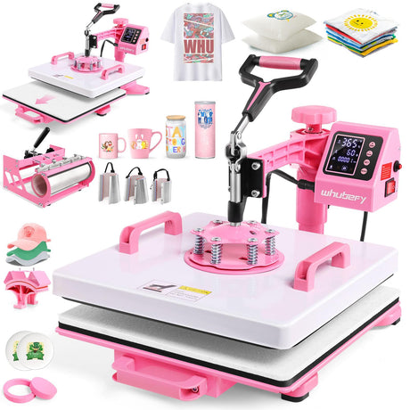 Whubefy Heat Press 15x15 inch 8 in 1 with 30OZ Tumbler Press, Slide Out 360° Swing Away Digital Shirt Press Machine, Industrial-Quality Heat Transfer Sublimation for T-Shirt/Tumbler/Mug/Hat/Cap/Plate Whubefy