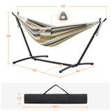 Yaheetech Double Hammock w/Stand, 2-People Hammock & Stand Set w/Storage Bag & Carrying Bag, Outdoor/Indoor Heavy-Duty Portable Hammock, 450LB Capacity - Desert Stripe Yaheetech