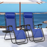 MoNiBloom Zero Gravity Chairs Set of 2 Outdoor Folding Patio Lounge Chairs for Outside Reclining Lawn Chairs Recliner Beach Chairs for Adults, Blue MoNiBloom