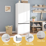 LABROSKIA White Armoire Wardrobe Closet: 74" Wooden Wardrobe Closet with 2 Doors, Bedroom Armoires with Hanging Rod, Tall Closets Cabinet for Hanging Clothes (31.5") LABROSKIA