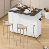 Kitchen Island with Drop Leaf, Rolling kitchen island with power outlet and Led Light, Kitchen Island with Storage Cabinet, Spice Rack, Drawer, Towel Rack, kitchen island on wheels for Dinning Room Aufvolr