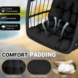 CHABATREE Egg Chair with Stand,Patio Rattan Wicker Hanging Swing Egg Chair Hammock Chair for Bedroom Porch Garden,Thickened Aluminum Alloy Steel Frame and UV Resistant Cushion,350LBS Capacity CHABATREE