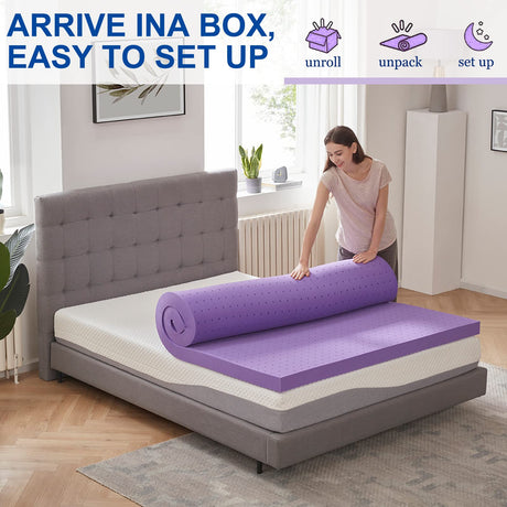 SINWEEK 2 Inch Gel Memory Foam Mattress Topper Ventilated Soft Pressure Relieve Mattress Pad, Breathable Bed Topper, CertiPUR-US Certified, Twin Size SINWEEK