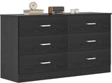 Bigbiglife Wood Dresser for Bedroom, 6 Drawer Double Dresser, Modern Chest of Drawers with Deep Drawers, Large Storage Organizer for Living Room, Closet,15.8" D x 47.2" W x 27.7" H (Black) Bigbiglife