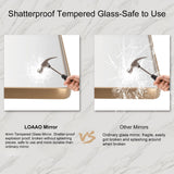 LOAAO 24”X36” Gold Bathroom Mirror, Rounded Rectangle Gold Frame Mirror, Brushed Gold Bathroom Vanity Mirror Wall-Mounted, Anti-Rust, Tempered Glass, Hangs Horizontally or Vertically LOAAO