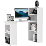 HOMCOM 47" Modern White Home Office Desk with 6-Tier Storage Shelves HOMCOM