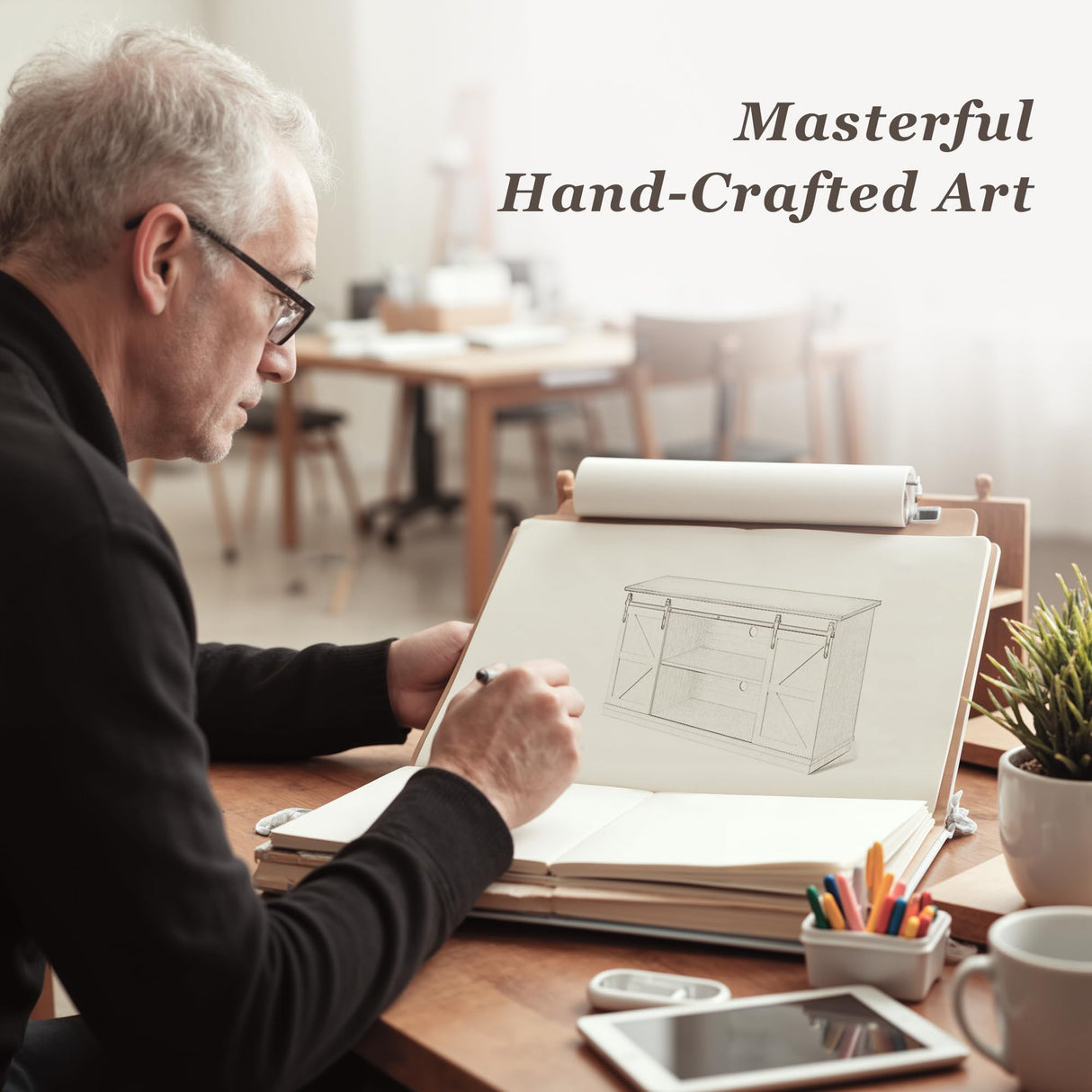 JUMMICO TV Stand with 4 Drawers for 65 Inch TV, Entertainment Center with Storage Cabinets and Sliding Barn Doors, Mid Century Modern Media TV Console Table for Living Room Bedroom (Bright White) JUMMICO