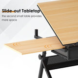 DlandHome Adjustable Drafting Table Craft Table Drawing Desk Hobby Table Writing Desk Studio Desk with Drawers, Angle Adjustable Top,UT-DT1027 DlandHome