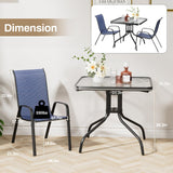 TLSUNNY Patio Dining Set 5 Pieces, All Weather Outdoor Furniture W/30"X 30" Table and 4 Stackable Textilene Chairs, Metal Table and Chairs for Lawn, Garden, Poolside, Backyard (Umbrella not Included) TLSUNNY