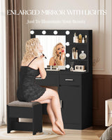 LIVELYGLOW Vanity with Lights, Makeup Vanity with Mirror, 3 Lighting Modes, for Bedroom, Black LIVELYGLOW