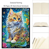50-Page A5 Cat Diamond Art Painting Notebook for Adults - Holiday & Birthday Gift Journal FRANDEK