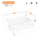 Christopher Knight Home Upholstered Daybed with Trundle, Twin Size Trundle Sofa Bed, Couch Bed with Backrest and Curved Armrests, No Box Spring Needed, for Living Room, Bedroom and Guest Room, Grey Christopher Knight Home