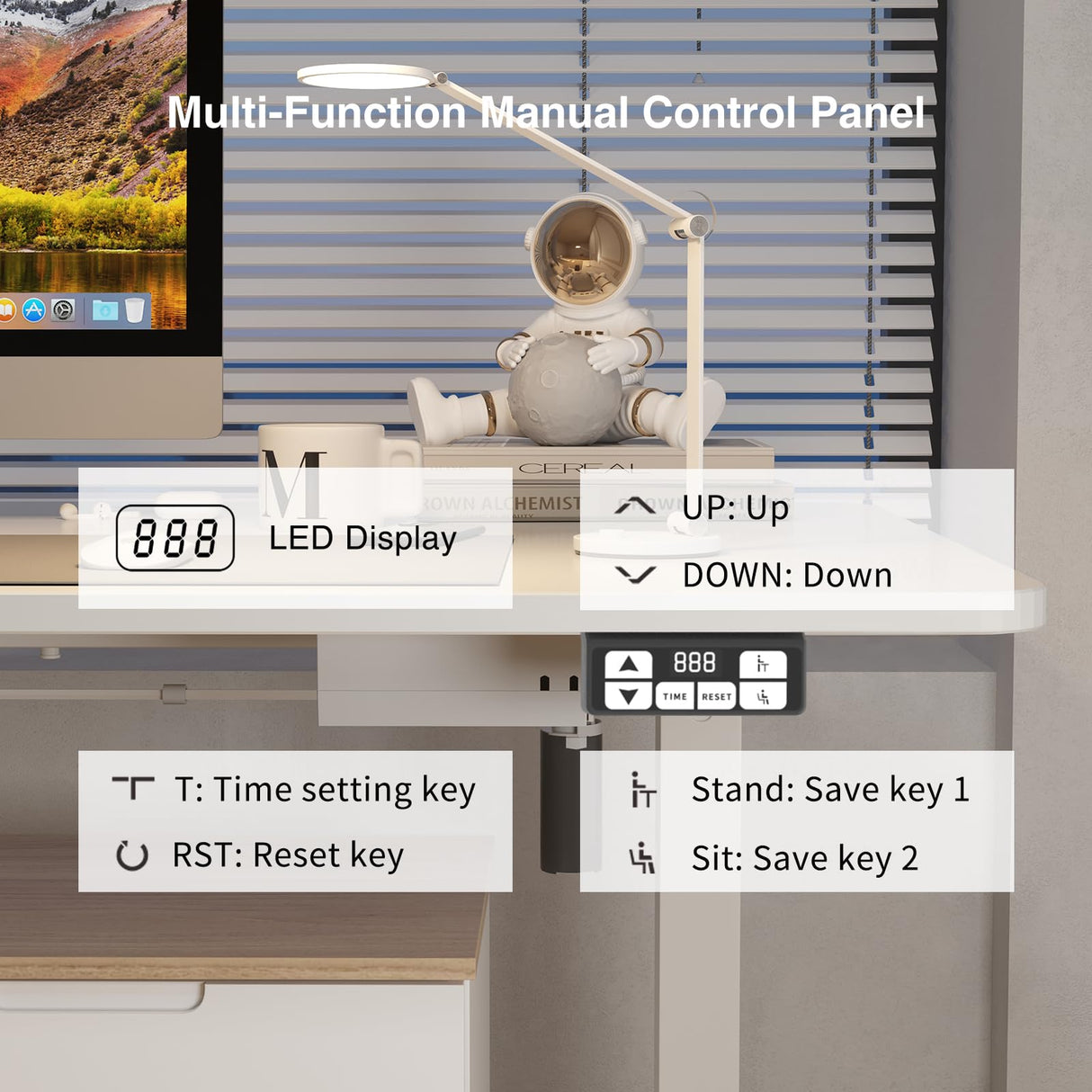 RRTECHFORU 63x24inch Adjustable Desk Electric Standing Desk Sit Stand up Desk Height Adjustable Home Office Workstation White RRTECHFORU