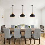 QianZhan Solid Wood Pendant Light 3 Pack, Modern Matte Black Pendant Lights Fixtures Adjustable Dome Hanging Lighting,for Kitchen Island Dining Room Restaurant Office Farmhouse QianZhan