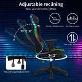 gihusrzx Gaming Chair with Two Bluetooth-Compatible Speakers, Office Executive Chair with Retractable Footrest, Multiple RGB LED Light Modes 360 Degree Rotation Game Chair, 350lbs Load Red gihusrzx
