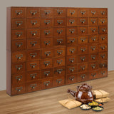 4 PCS Storage Cabinet, 64-Drawer Wooden Rectangle Storage Box With Label Holder And Handle, Traditional Apothecary Curio Cabinet,Storage Organizer For Pharmacy, Office, Porch, Living Room, Etc (Brown) WBGANG