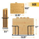 Modernlyst Bamboo Cutting Boards for Kitchen with Holder 13" x 11" x 2.5" | Labeled Wood Cutting Board Sets | Large Wooden Cutting Board Set of 4 with Black Organized Stand | Non Toxic Chopping Board Modernlyst