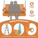 Giantex Wooden Porch Swing 2 Seat - Outdoor Swinging Chairs with Hanging Chains, 600 lbs Weight Capacity, 4 FT Finished Fir Wood Bench Swing for Patio, Outside, Garden, Lawn, Backyard (Orange) Giantex