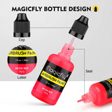 Magicfly Airbrush Paint, 16 Colors Acrylic Airbrush Paint Set (30 ml/1 oz), Ready to Spray, Opaque & Neon Colors, Water-based, Premium Kit for Beginners, Hobbyist and Artists Magicfly