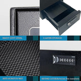 Heavy Duty Steel Under Desk Hand Gun Safe - Slide Away Gun Vault with Electric Keypad - Quick Access Gun Safe with Electronic Password Vault for Home, Business, and Car Black POCHAR