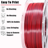 LOCYFENS PLA Filament 1.75mm, Silk PLA 3D Printer Filament, Dual Color Filament Black Red 2 in 1 Coextrusion 1.75 PLA Filament +/-0.02mm, 1kg/2.2lb LOCYFENS