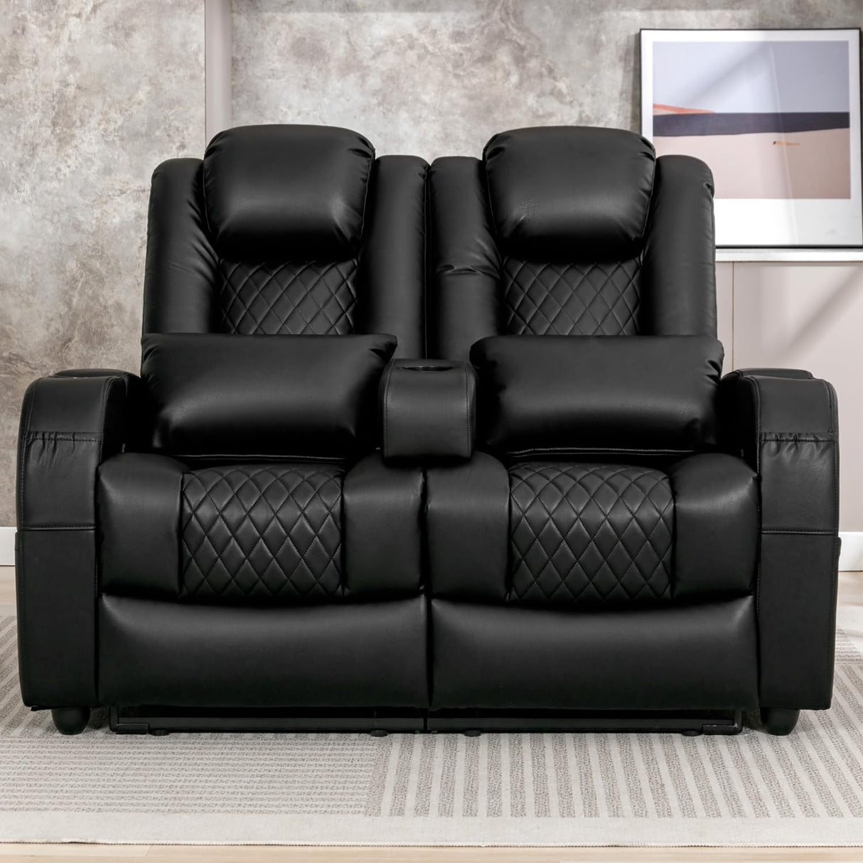 AZXZCS RV Loveseat Recliner, Wall Hugger Recliners Sofa PU Leather with Removable Armrests and Pillows for RVs, Living Rooms, and Home Theaters (Brown, Row of 2) AZXZCS